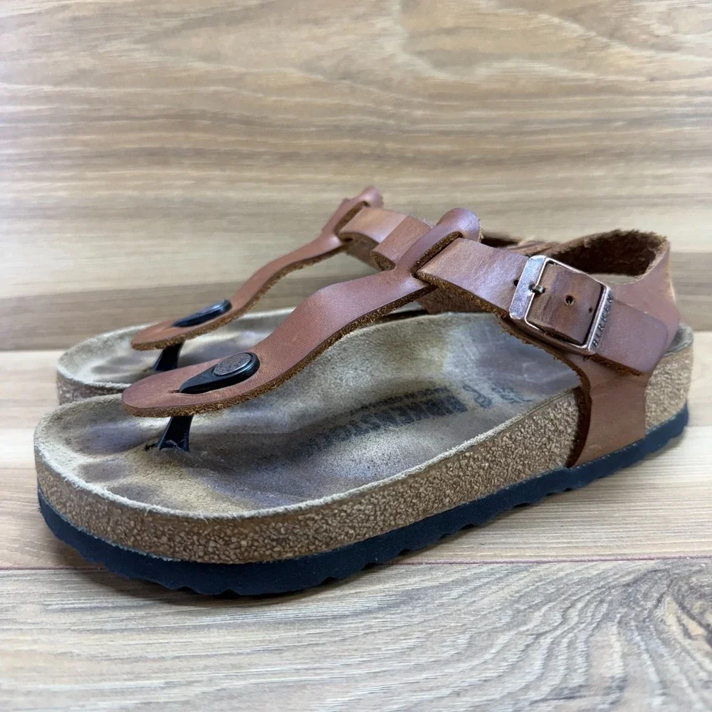 Birkenstock Kairo Sandals Cognac Tan Leather 4 W EU 35 Buckle Travel Vacation